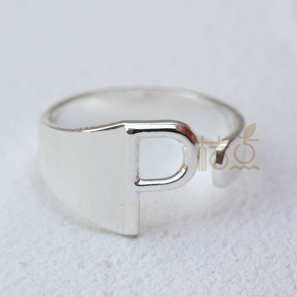 DIY Ornament Accessories Cooperized Silver Ring Letters Ring Open Ring Finger Ring (4532c) - Jaazi Intl