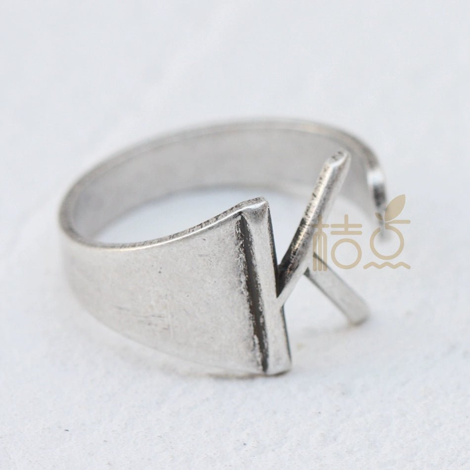 DIY Ornament Accessories Cooperized Silver Ring Letters Ring Open Ring Finger Ring (4532c) - Jaazi Intl