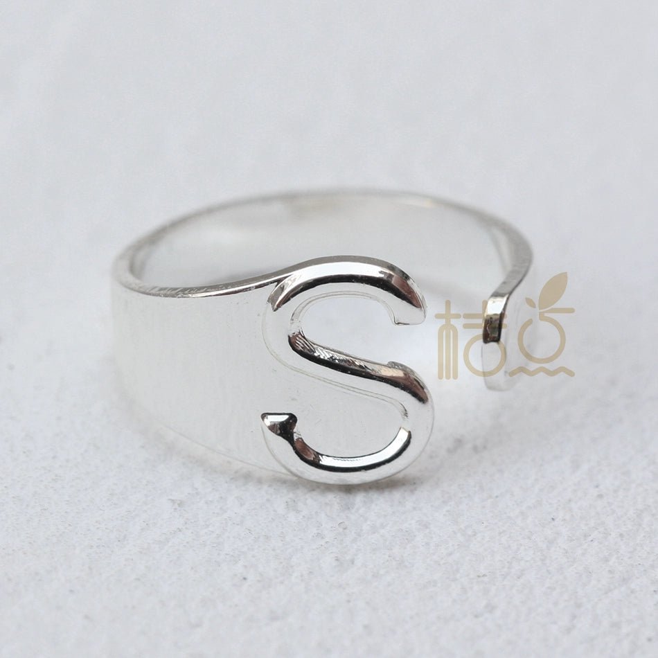 DIY Ornament Accessories Cooperized Silver Ring Letters Ring Open Ring Finger Ring (4532c) - Jaazi Intl