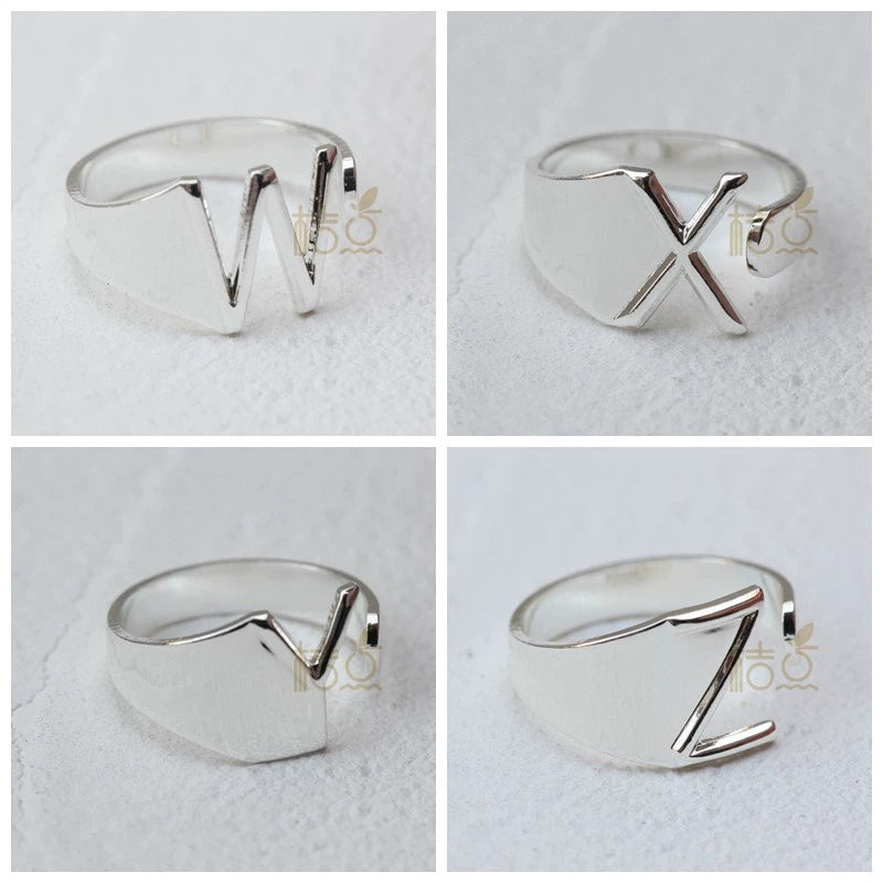 DIY Ornament Accessories Cooperized Silver Ring Letters Ring Open Ring Finger Ring (4532c) - Jaazi Intl