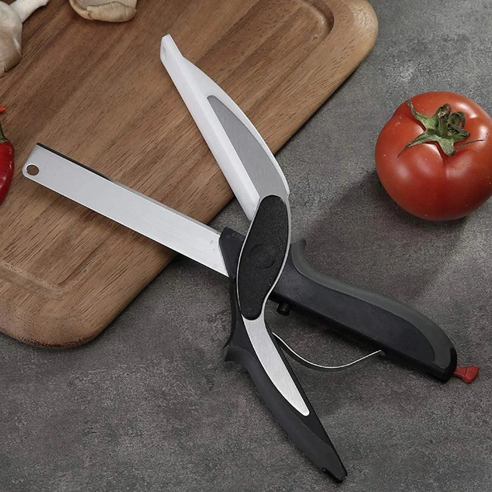 Dobeli Separable Stainless Steel Barbecue Steak Cutting Shear Household Vegetable Scissors 2 In 1 Multi Kitchen Tool Fruit Knife - Jaazi Intl