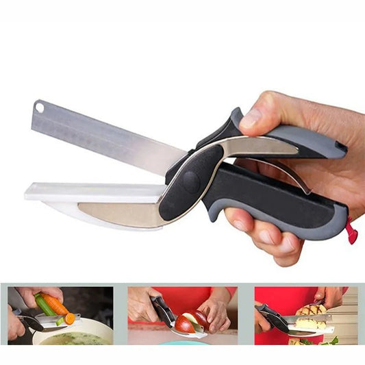 Dobeli Separable Stainless Steel Barbecue Steak Cutting Shear Household Vegetable Scissors 2 In 1 Multi Kitchen Tool Fruit Knife - Jaazi Intl