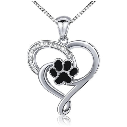 Dog Footprints Heart Necklace - Jaazi Intl