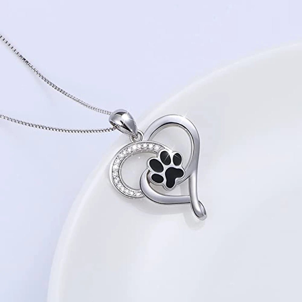 Dog Footprints Heart Necklace - Jaazi Intl