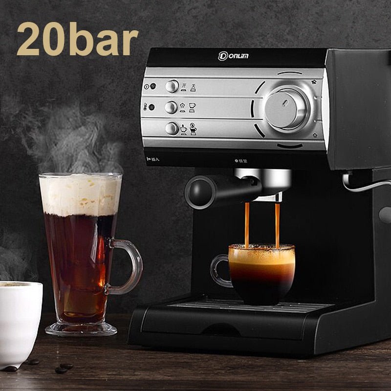 Donlim 20 Bar Coffee Machine Espresso Semiautomatic Maker Steam Milk Foam Instant Dissolution espresso coffee maker 1.5L - Jaazi Intl