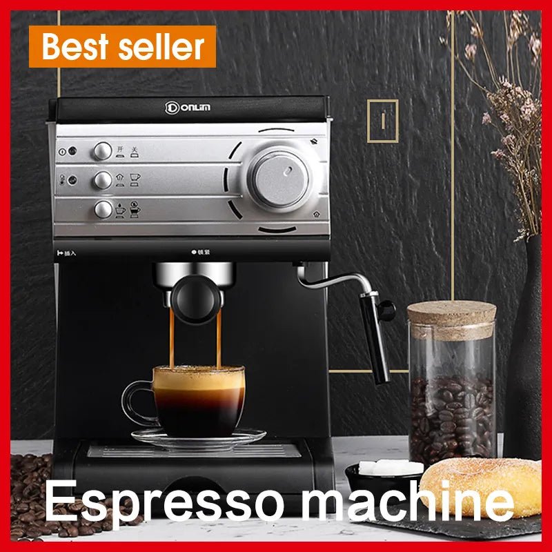 Donlim 20 Bar Coffee Machine Espresso Semiautomatic Maker Steam Milk Foam Instant Dissolution espresso coffee maker 1.5L - Jaazi Intl