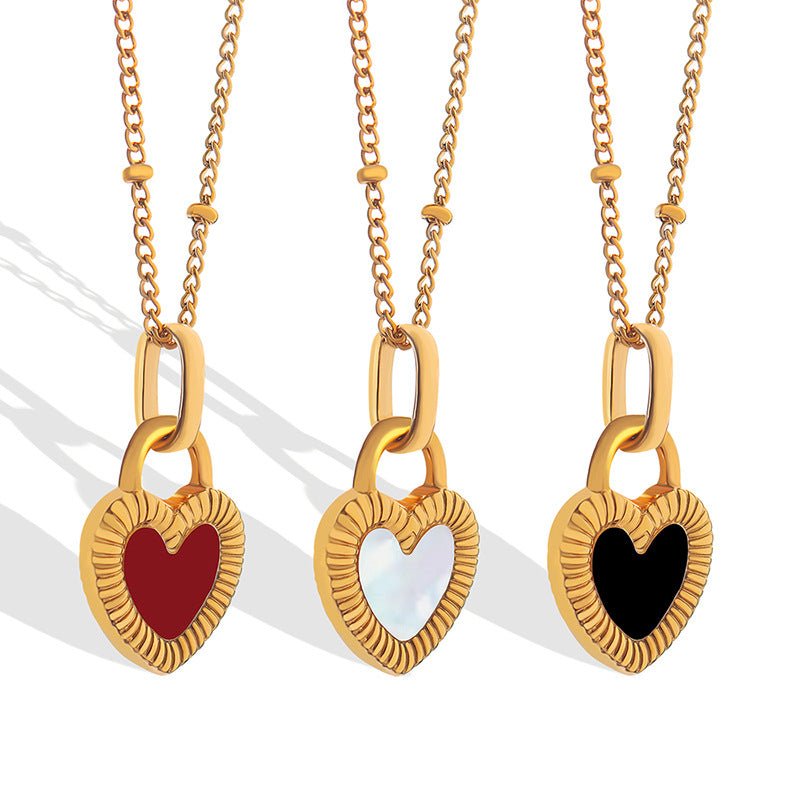 Double - Sided Color Heart - shaped Necklace Ins Style Niche Design Valentine's Day Personalized Love Necklace For Women Jewelry - Jaazi Intl