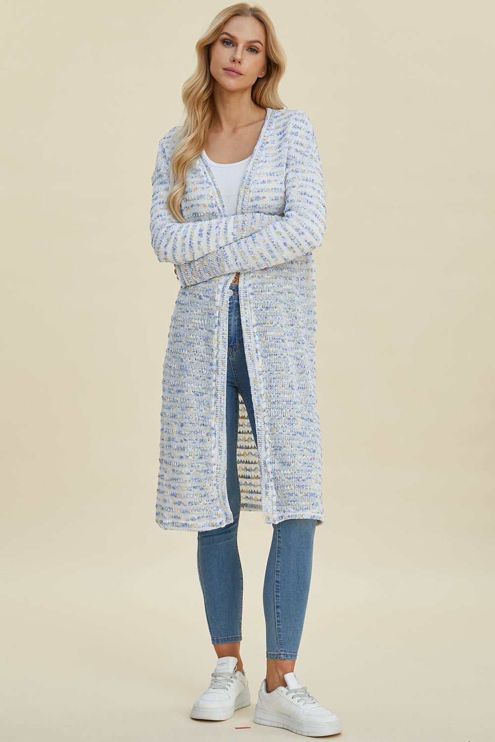 Double Take Full Size Open Front Longline Cardigan - Jaazi Intl