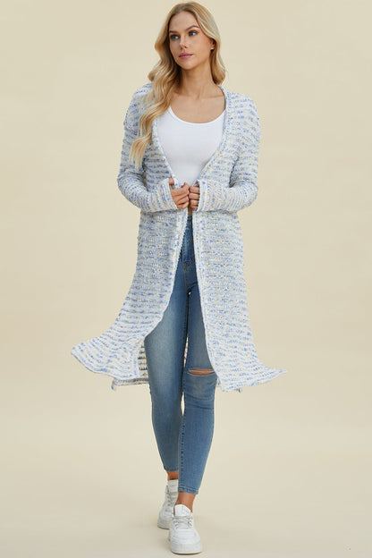 Double Take Full Size Open Front Longline Cardigan - Jaazi Intl