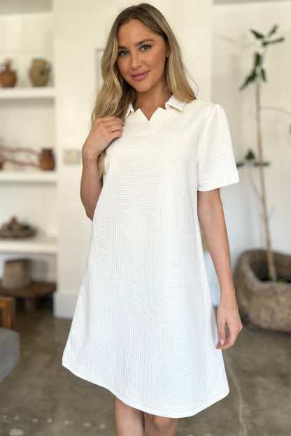 Double Take Full Size Texture Short Sleeve Dress - Jaazi Intl