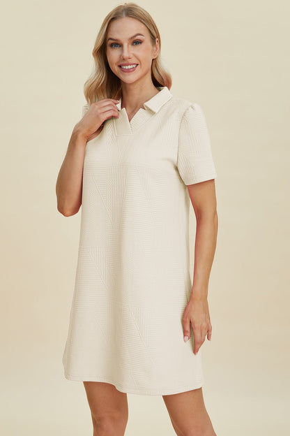 Double Take Full Size Texture Short Sleeve Dress - Jaazi Intl