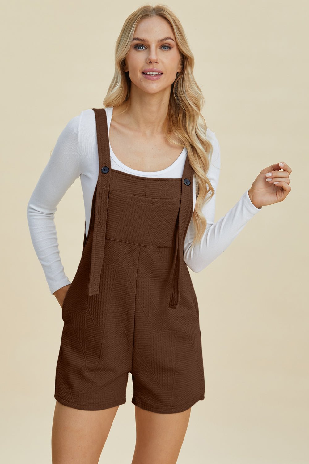 Double Take Full Size Texture Sleeveless Romper - Jaazi Intl