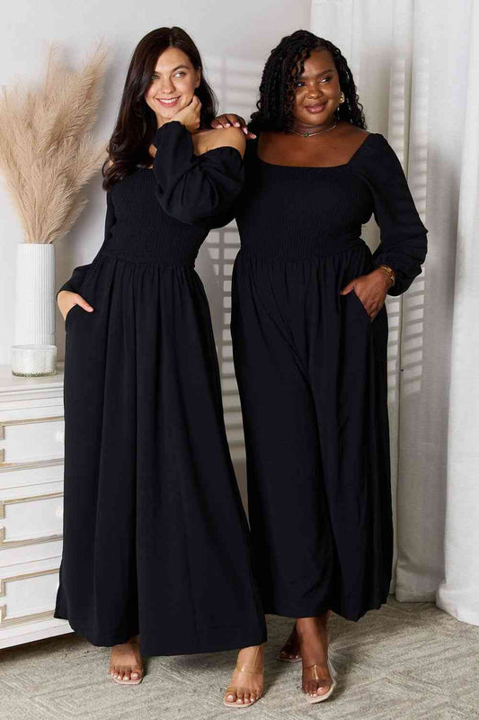 Double Take Square Neck Jumpsuit with Pockets - Jaazi Intl