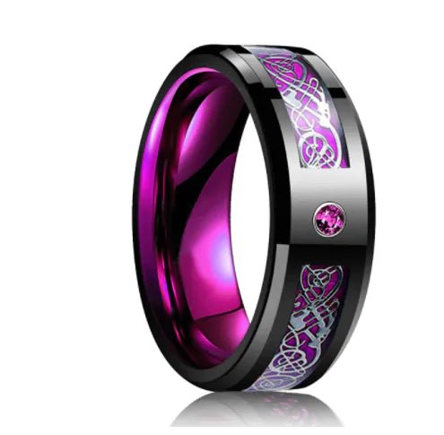 Dragon Stone Inlay Tungsten Ring - Purple - Jaazi Intl