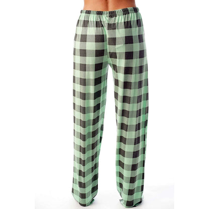 Drawstring Plaid Print Trousers Casual Loose Sports Home Pants Women - Jaazi Intl