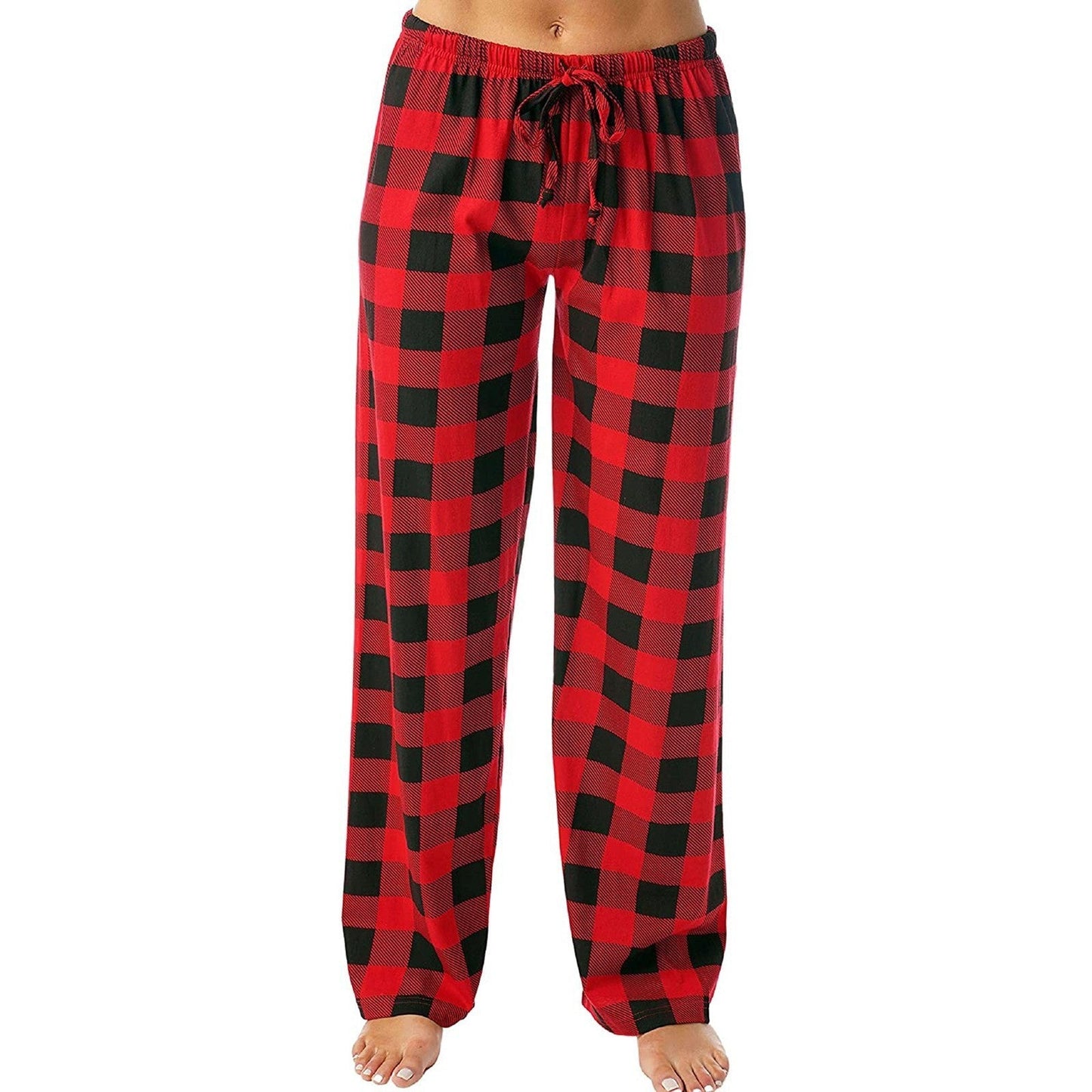 Drawstring Plaid Print Trousers Casual Loose Sports Home Pants Women - Jaazi Intl