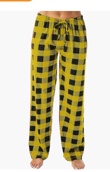 Drawstring Plaid Print Trousers Casual Loose Sports Home Pants Women - Jaazi Intl