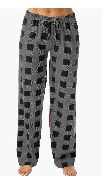 Drawstring Plaid Print Trousers Casual Loose Sports Home Pants Women - Jaazi Intl