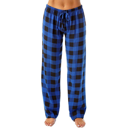 Drawstring Plaid Print Trousers Casual Loose Sports Home Pants Women - Jaazi Intl