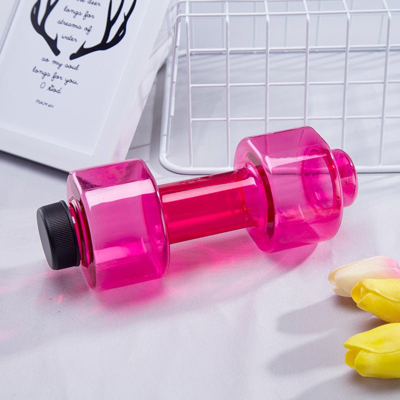 Dumbbell Water Bottle Fitness Creative Portable Plastic Water Bottle Sports Water Cup Large Capacity Space Cup - Jaazi Intl