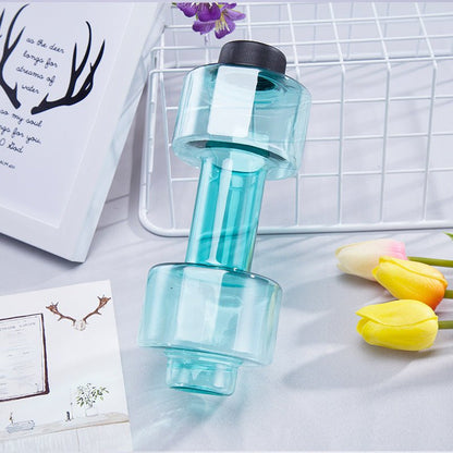 Dumbbell Water Bottle Fitness Creative Portable Plastic Water Bottle Sports Water Cup Large Capacity Space Cup - Jaazi Intl