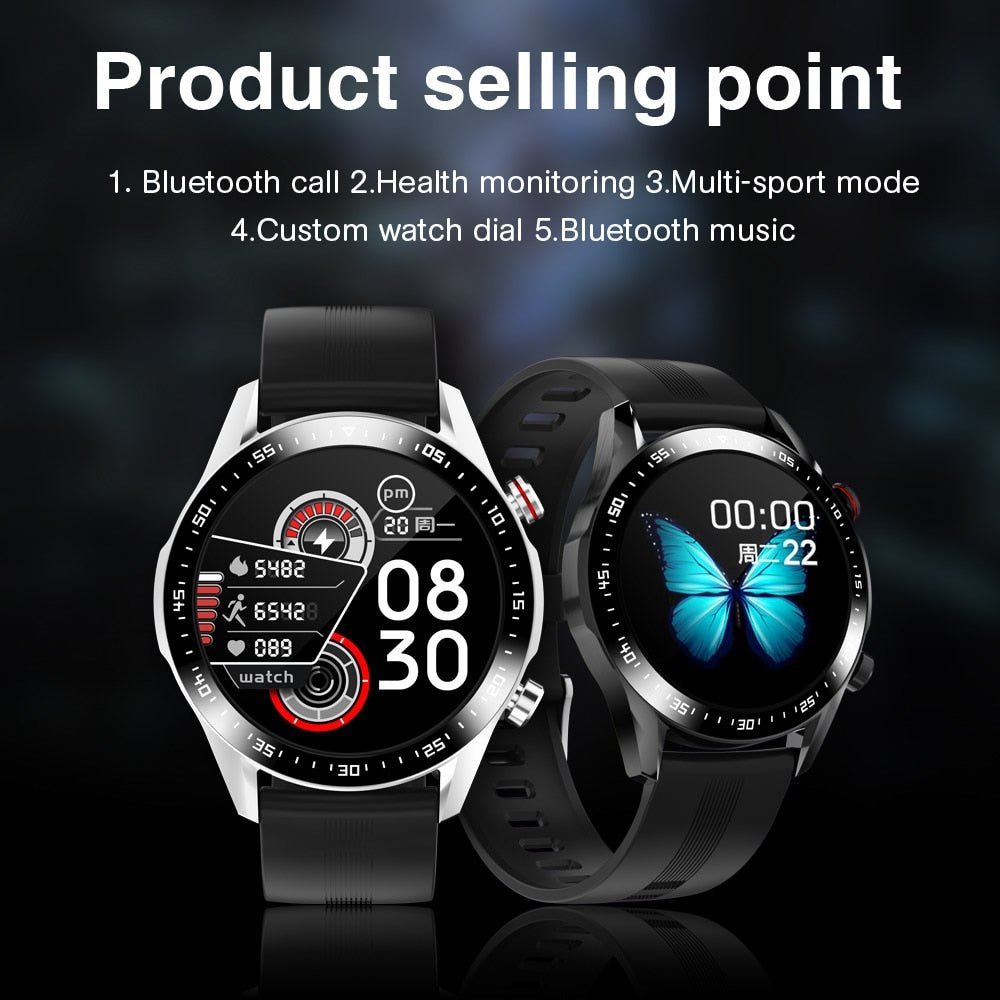 E1 - 2 Smart Watch Men Bluetooth Call Custom Dial Full Touch Screen Waterproof Smartwatch For Android IOS Sports Fitness Tracker - Jaazi International