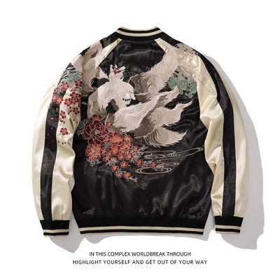 Jacket Coat Cotton Coat Men's Embroidered Nine-tailed Fox National Style Cotton