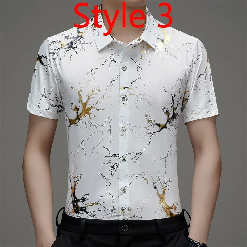 Custom Suit Shirt Men's Summer Short-sleeved Floral Shirt Loose Casual Thin Top