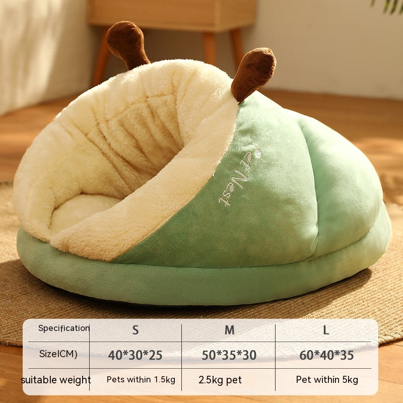 Pet Bed Winter Cat Dog Slippers Small Nest Avocado Green