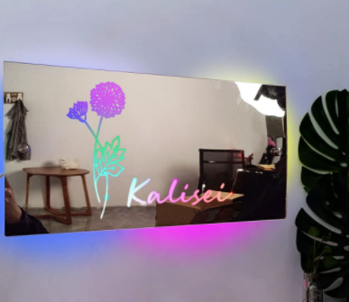 Personalisierte Namensspiegelleuchte für Schlafzimmer, LED-Leuchtspiegel für die Wand, individuelles Foto, Weihnachten, Valentinstag, Hochzeitsgeschenke