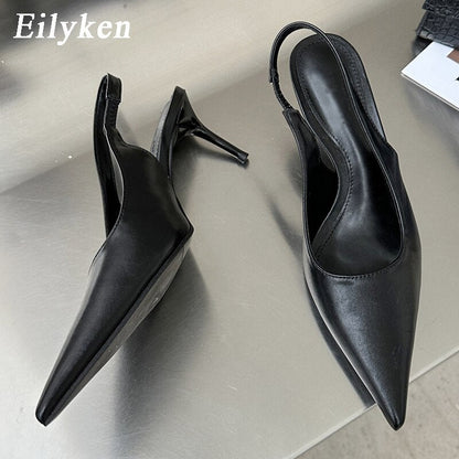 Eilyken New Sexy Soft Leather Women Pointed Toe Pumps Fashion Ladies Slingback Thin High Heel Sandal Spring Party Shoes - Jaazi Intl