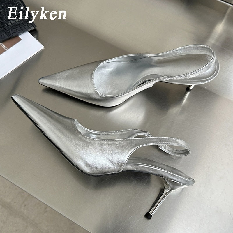 Eilyken New Sexy Soft Leather Women Pointed Toe Pumps Fashion Ladies Slingback Thin High Heel Sandal Spring Party Shoes - Jaazi Intl