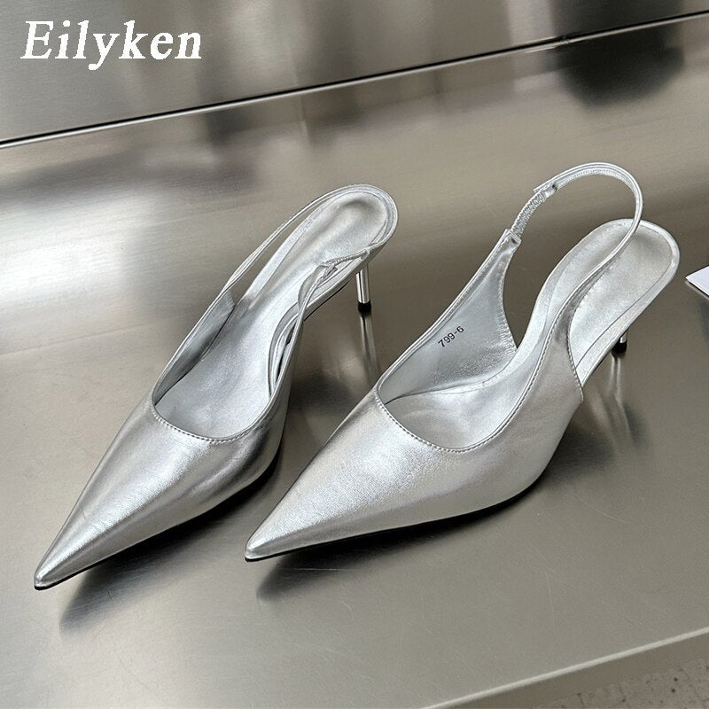 Eilyken New Sexy Soft Leather Women Pointed Toe Pumps Fashion Ladies Slingback Thin High Heel Sandal Spring Party Shoes - Jaazi Intl