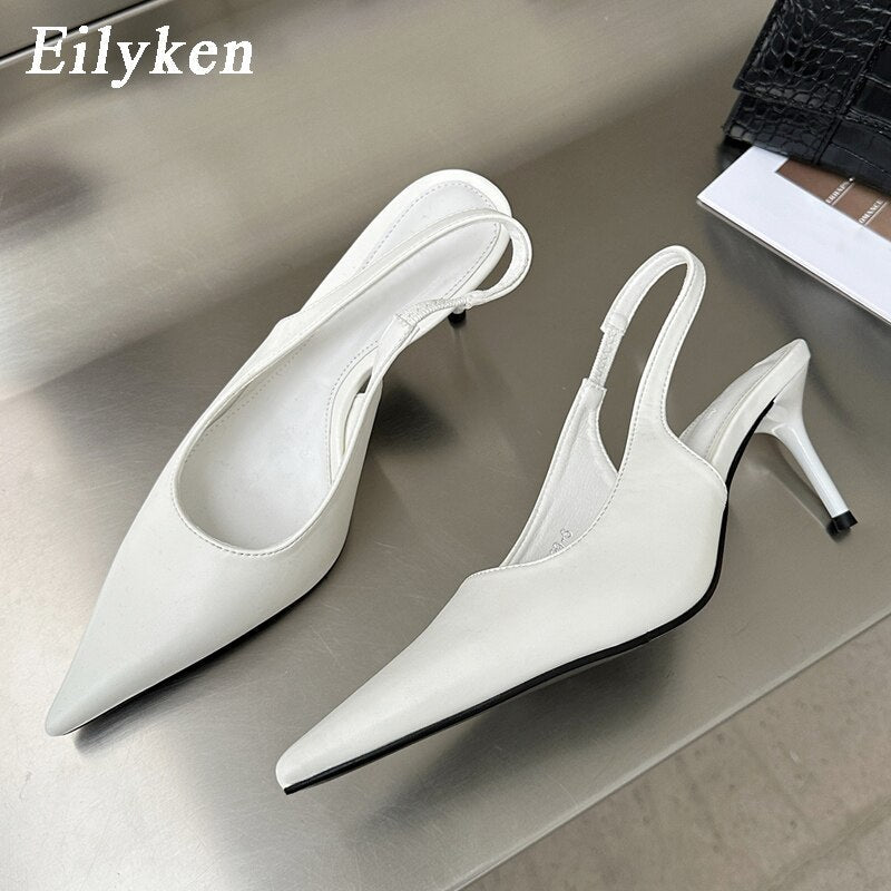 Eilyken New Sexy Soft Leather Women Pointed Toe Pumps Fashion Ladies Slingback Thin High Heel Sandal Spring Party Shoes - Jaazi Intl