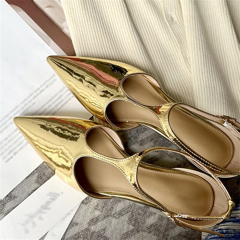 Eilyken Women New Fashion Pumps Pointed Toe Gold Ladies Elegant Dress Slingback Low Heel Mary Jane Mules Shoes Zapatos Mujer - Jaazi Intl