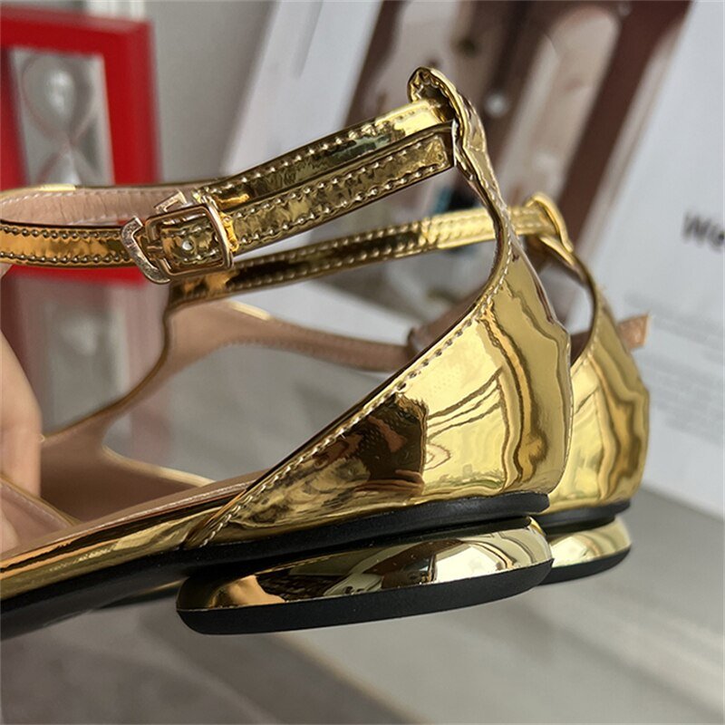 Eilyken Women New Fashion Pumps Pointed Toe Gold Ladies Elegant Dress Slingback Low Heel Mary Jane Mules Shoes Zapatos Mujer - Jaazi Intl