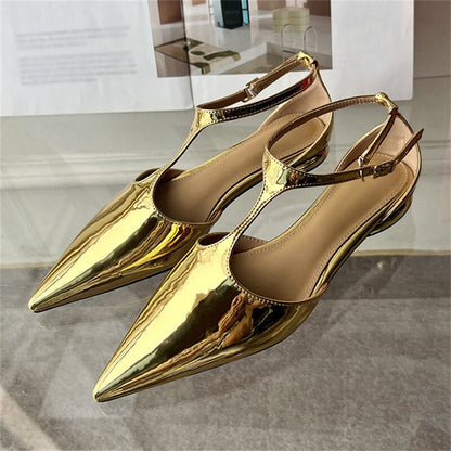 Eilyken Women New Fashion Pumps Pointed Toe Gold Ladies Elegant Dress Slingback Low Heel Mary Jane Mules Shoes Zapatos Mujer - Jaazi Intl