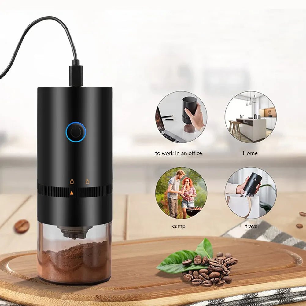 Electric Coffee Grinder USB Rechargeable Automatic Coffee Bean Grinder Mill Portable Espresso Machine Maker for Home Travel - Jaazi International