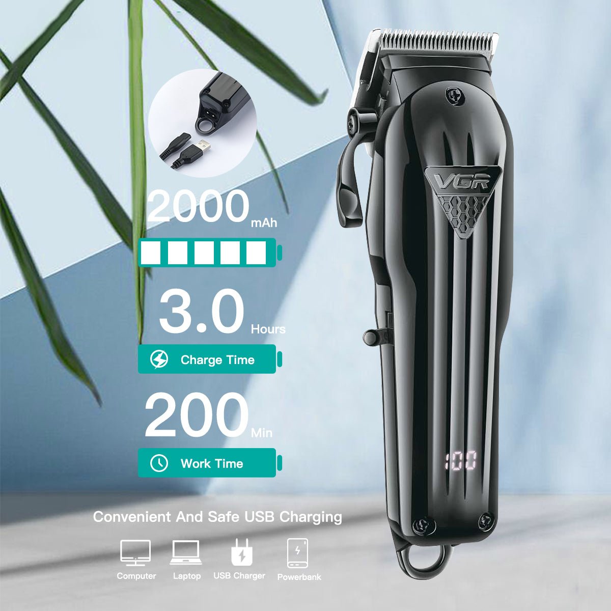 Electric Hair Clipper Fine Adjustment Gradual Change Electric Hair Salon Usb Rechargeable Household Electric Hair Clipper - Jaazi International