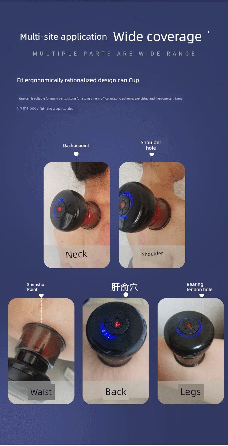 Electric Intelligent Breathing Cupping Gua Sha Scraping Massager Dredge Whole Body Meridian Heating Vibration Shoulder and Back Trapezius Massage Instrument - Jaazi International