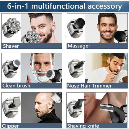 Electric Razor Men Grooming Kit Wet Dry Electric Shaver LCD Display Beard Hair Trimmer Rechargeable Bald Head Shaving Machine - Jaazi International