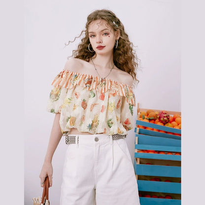 Elf Sack off - Shoulder Loose Top Chiffon Shirt - Jaazi International