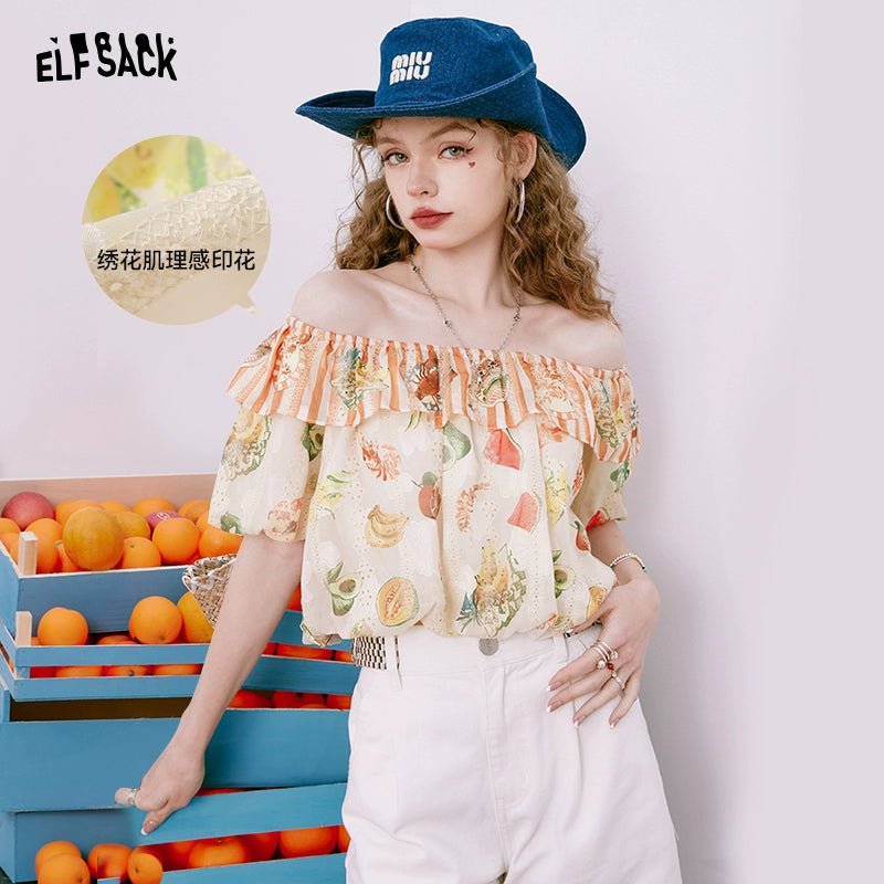 Elf Sack off - Shoulder Loose Top Chiffon Shirt - Jaazi International