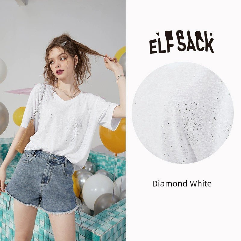 Elf Sack Summer Half Sleeve Loose White T-shirt - Jaazi International