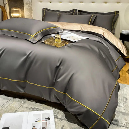 Embroidery Bedding Sets Egyptian Cotton Bed Sheet Set Luxury Duvet Cover Bedsheet Bed Linen Pillowcase 5 Stars Hotel Bedclothes - Jaazi International