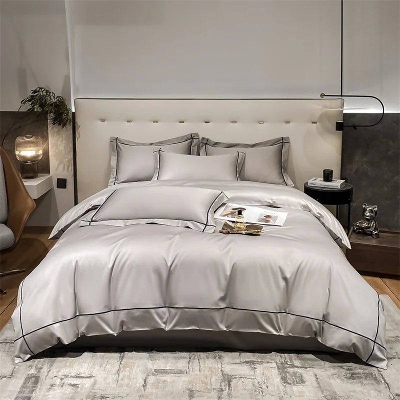 Embroidery Bedding Sets Egyptian Cotton Bed Sheet Set Luxury Duvet Cover Bedsheet Bed Linen Pillowcase 5 Stars Hotel Bedclothes - Jaazi International