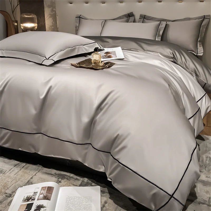 Embroidery Bedding Sets Egyptian Cotton Bed Sheet Set Luxury Duvet Cover Bedsheet Bed Linen Pillowcase 5 Stars Hotel Bedclothes - Jaazi International