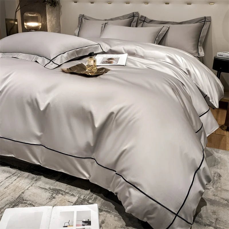 Embroidery Bedding Sets Egyptian Cotton Bed Sheet Set Luxury Duvet Cover Bedsheet Bed Linen Pillowcase 5 Stars Hotel Bedclothes - Jaazi International