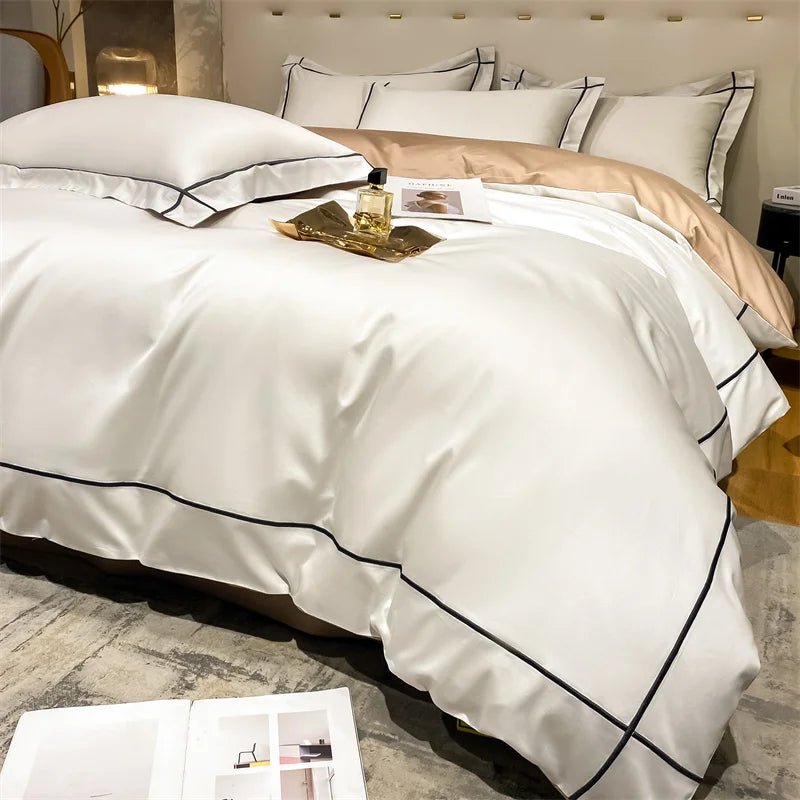 Embroidery Bedding Sets Egyptian Cotton Bed Sheet Set Luxury Duvet Cover Bedsheet Bed Linen Pillowcase 5 Stars Hotel Bedclothes - Jaazi International