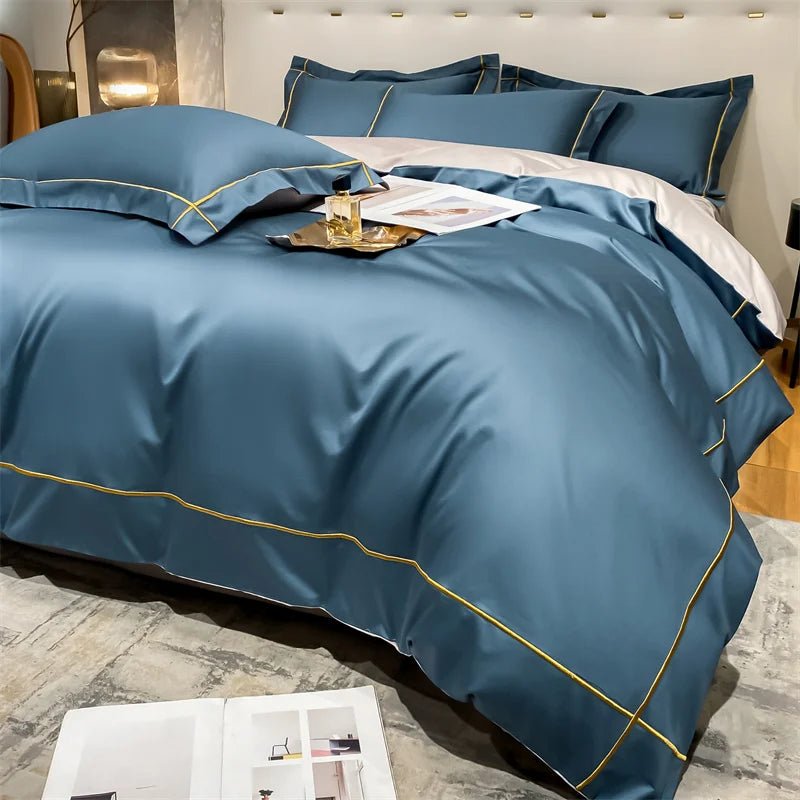 Embroidery Bedding Sets Egyptian Cotton Bed Sheet Set Luxury Duvet Cover Bedsheet Bed Linen Pillowcase 5 Stars Hotel Bedclothes - Jaazi International